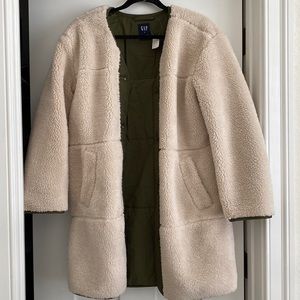 GAP long quilted teddy coat